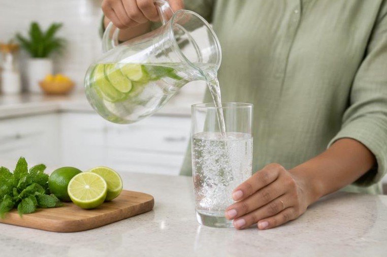 Pouring fresh water into a glass