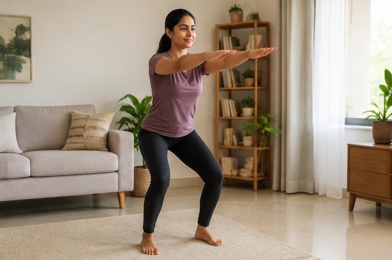 Simple equipment-free strength exercise at home